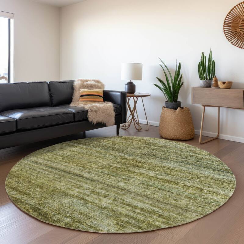 Machine Washable Indoor/ Outdoor Ombre Solid Chantille Rug - Olive - 8' x 8'