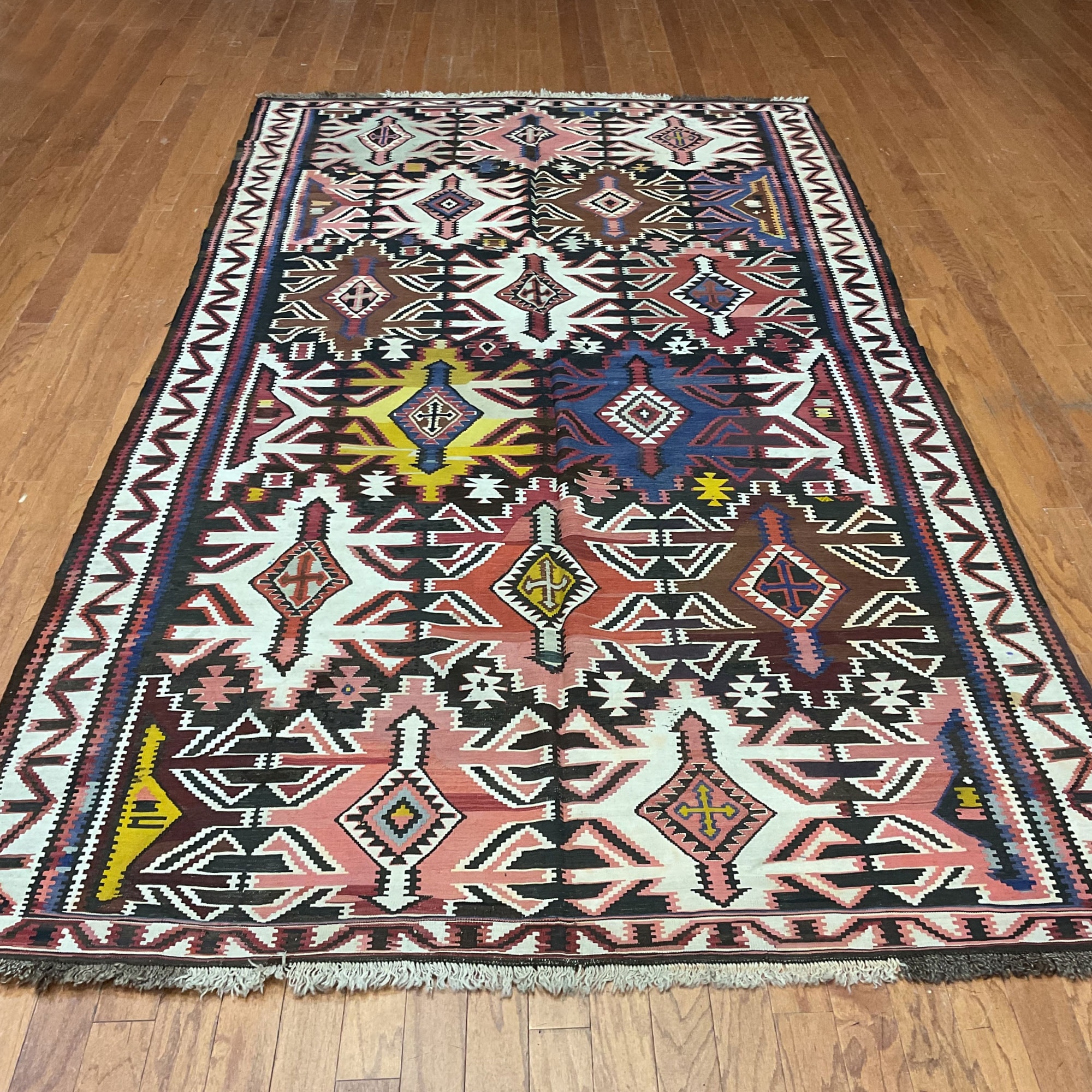 HERAT ORIENTAL Antique 1920s Handmade Caucasian Shirvan Wool Rug - 5'8" x 9'10"