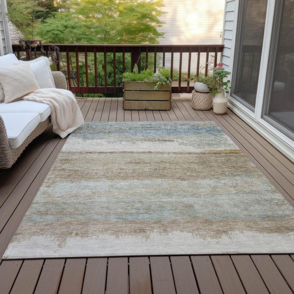 Machine Washable Indoor/Outdoor Watercolor Ombre Chantille Rug