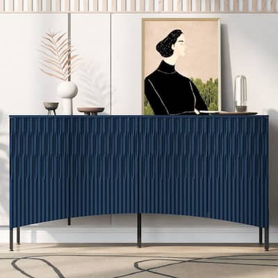 60 Inch Featuring Curved Bottom Contemporary 4 Door Buffets/Sideboard Cabinet