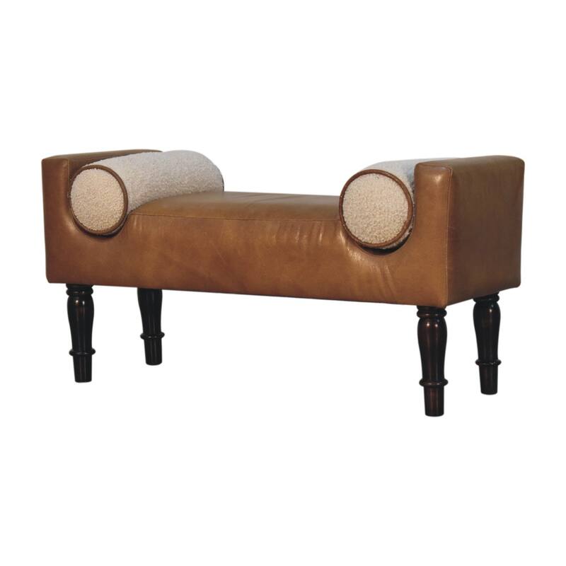 Artisan Furniture Solid Wood, Upholstered Chester Buffalo Bench