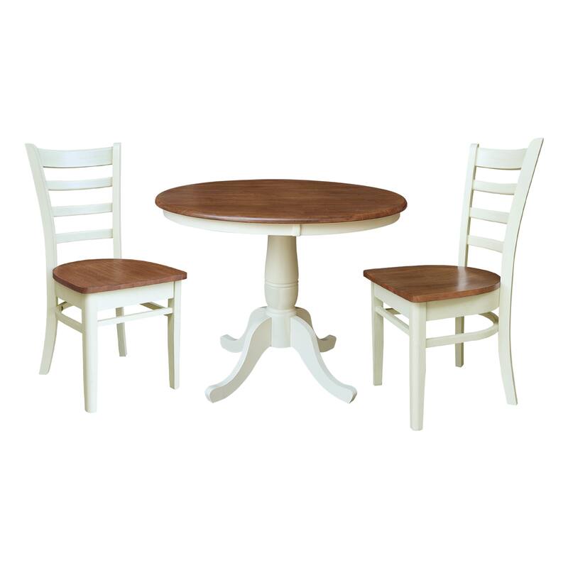 36" Round Top Pedestal Table with 2 Emily Chairs