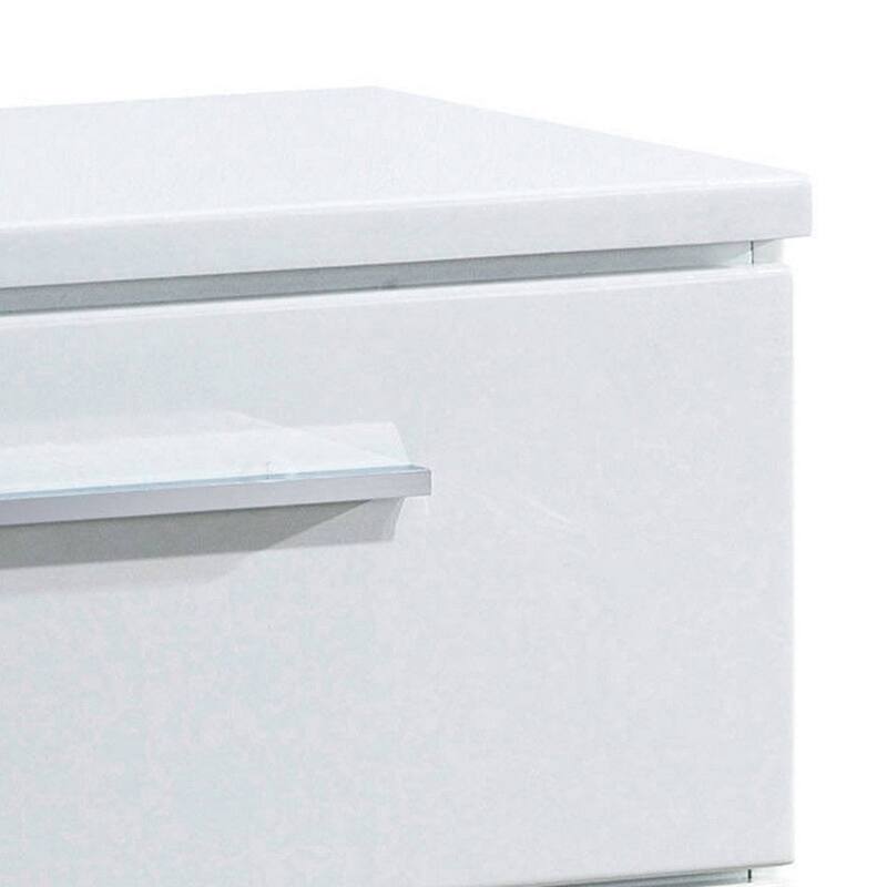 2 Drawer Wooden Nightstand with Metal Pulls, Glossy White