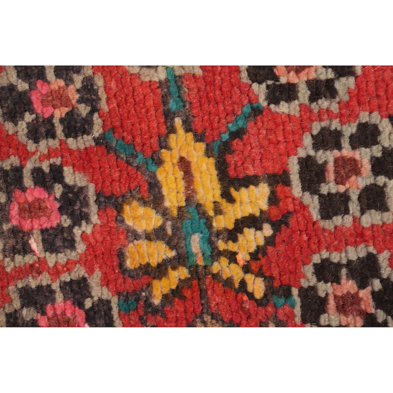 Hand Knotted Oriental 100% Wool Carpet Traditional Floral Oranges & Rust Hamedan Runner Rug - 9' 10'' X 3' 4''