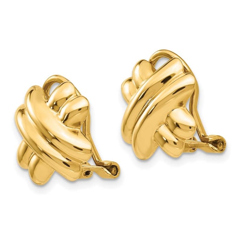 Curata 14k Yellow Gold Polished Non-Pierced 14mm X Earrings