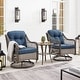 preview thumbnail 36 of 45, Corvus Vasconia Outdoor 3-piece Wicker Chat Set with Swivel Chairs