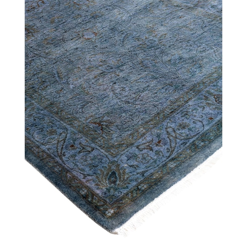 Fine Vibrance, One-of-a-Kind Hand-Knotted Runner Rug - Gray, 2' 6" x 10' 3" - 2' 6" x 10' 3"