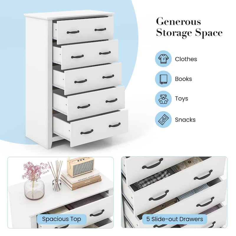 5 Drawer Chest Storage Dresser Tall Cabinet Organizer Bedroom Hallway