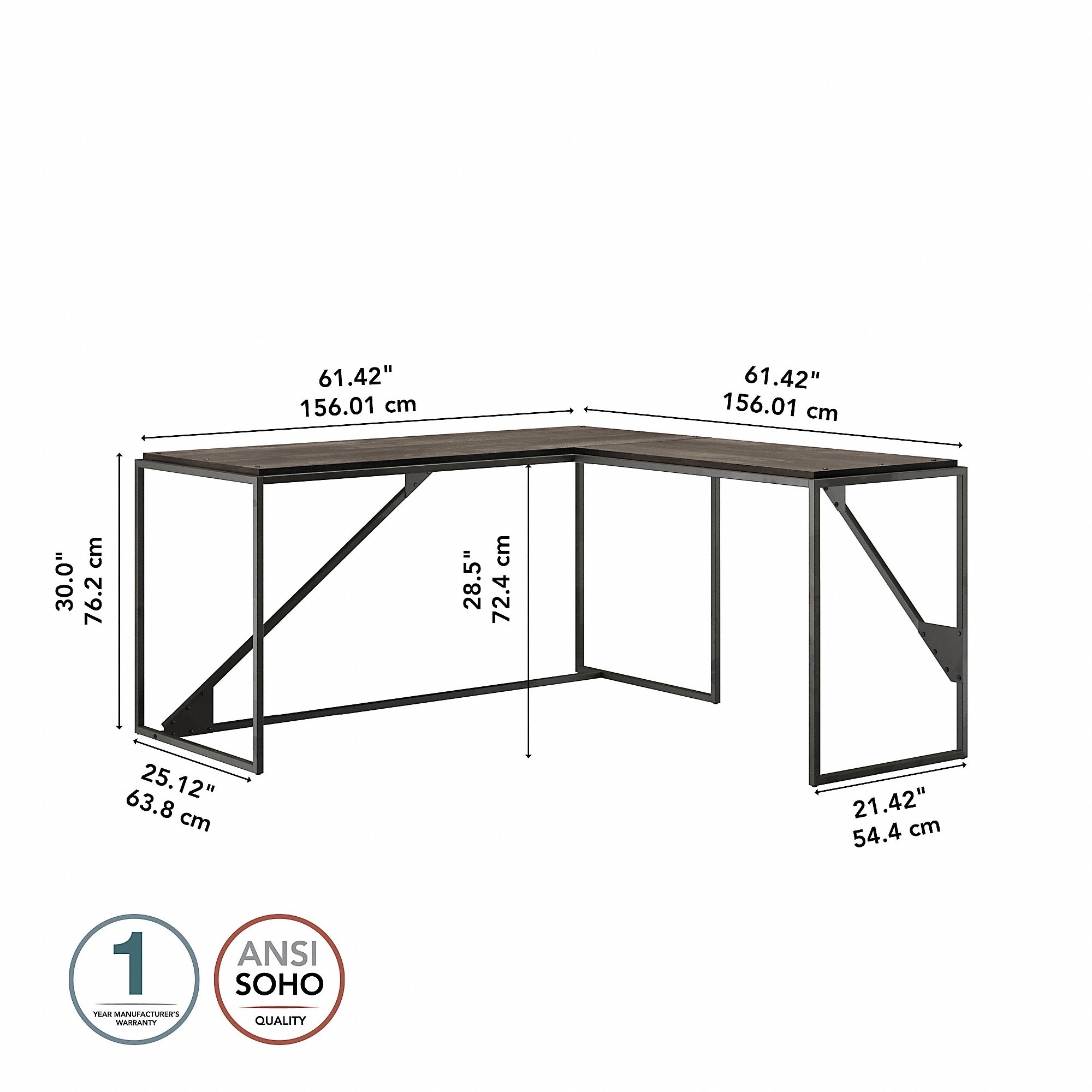 Bush Furniture Refinery 62W L Shaped Industrial Office Desk On Sale Bed Bath Beyond 17994642