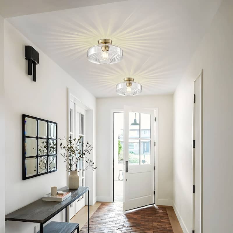 Starsky 1-Light Handcrafted Radiating Texture Art Glass Flush Mount