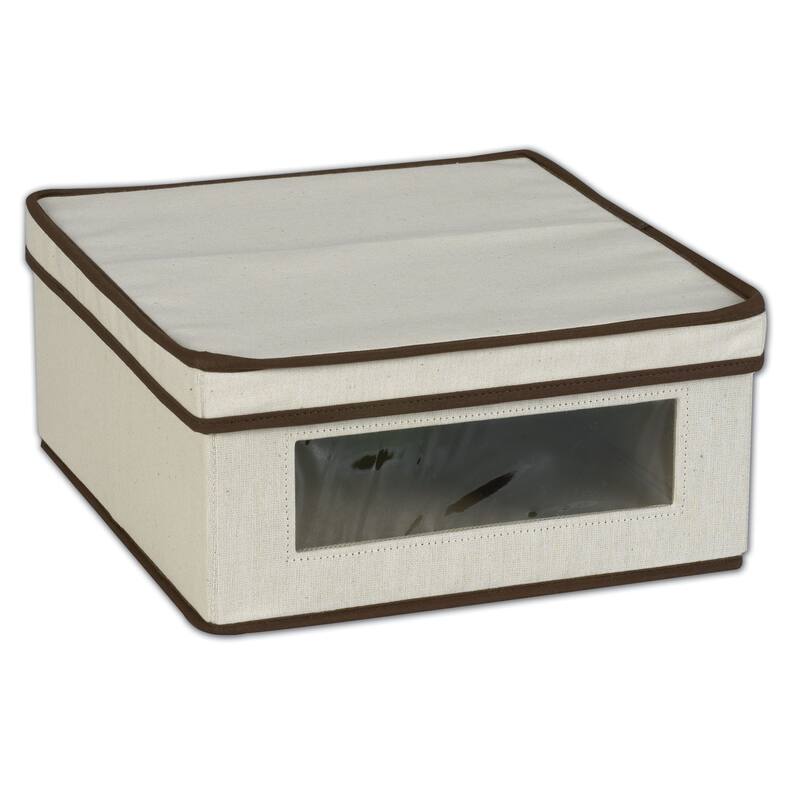 Household Essentials Vision Storage Box - Natural Canvas with Brown Trim