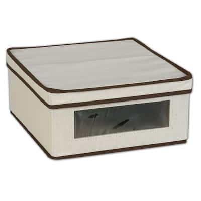 Household Essentials Vision Storage Box - Natural Canvas with Brown Trim