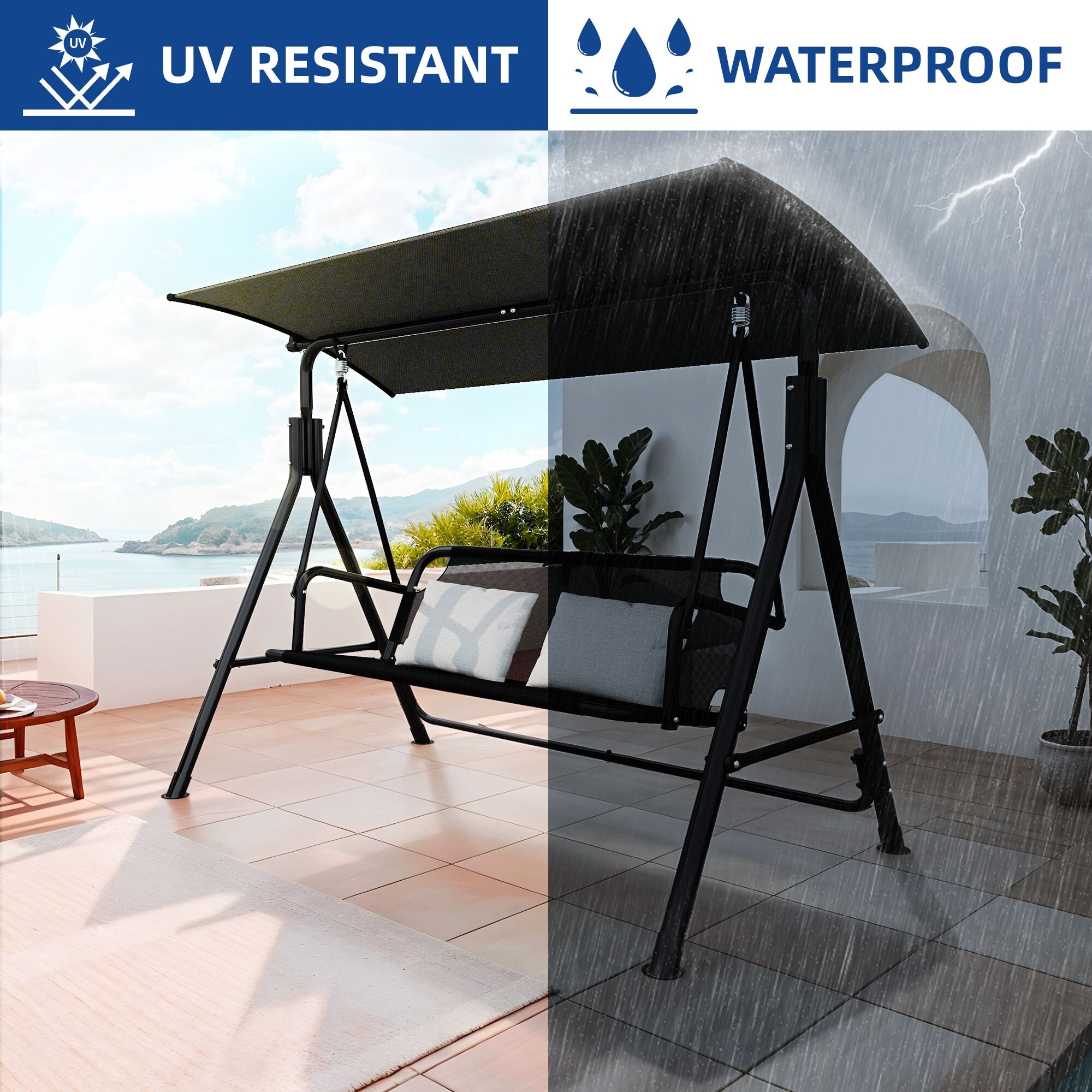 3 Person Metal Porch Swing - Bed Bath & Beyond - 42734937