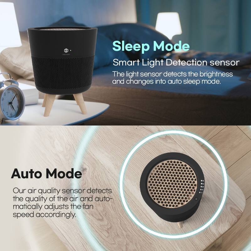 IMUNSEN Office or Bedroom Air Purifier with Cypress Wood Filter and Auto Sleep Mode
