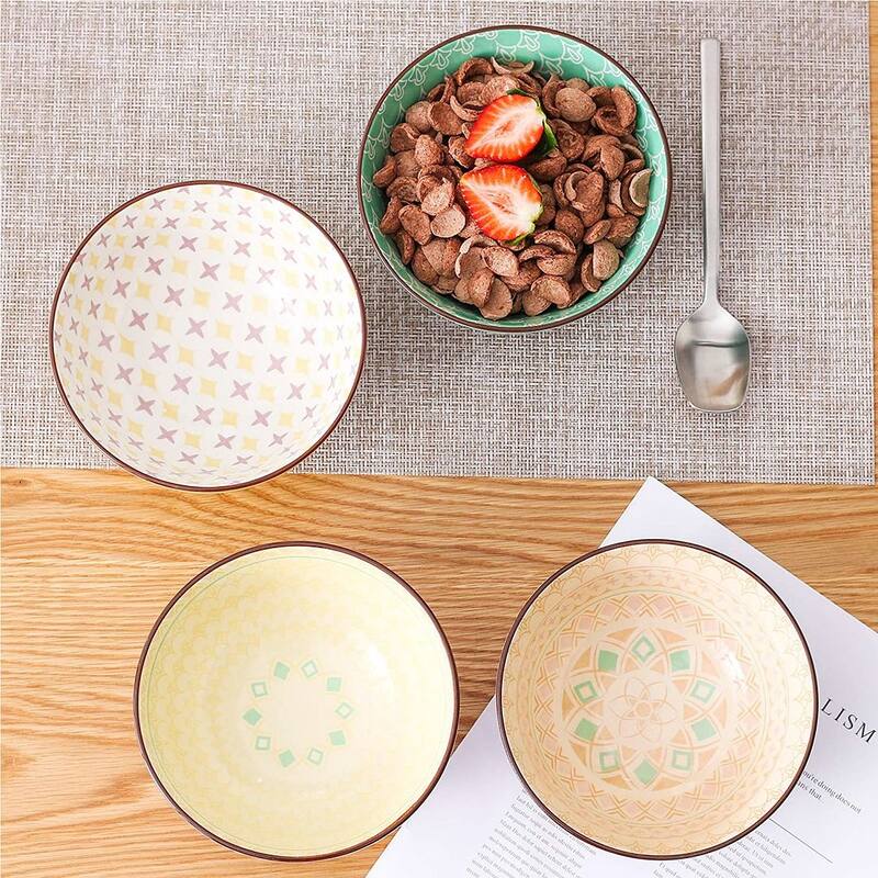 vancasso Macaron Porcelain 23Oz. Oriental Cereal Bowls Set