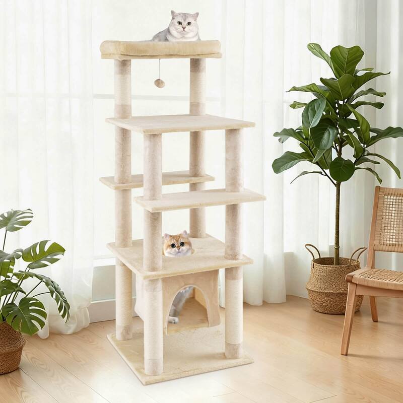 Costway Large Multi-level Cat Tree 58" Tall Cat Tower with Swaying - See Details