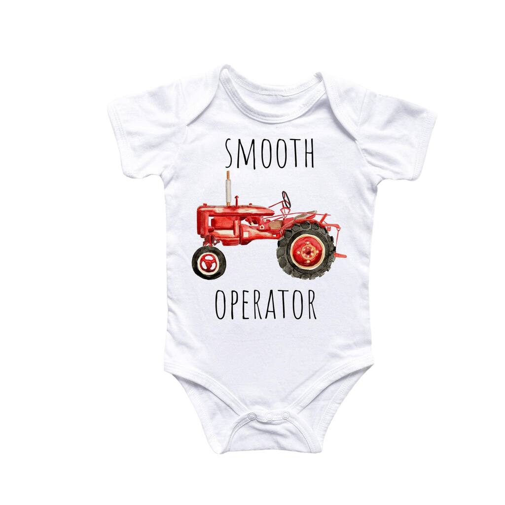 Farmer Farm Tractor Smooth - Baby Boy Girl Clothes Infant Bodysuit Funny Cute Newborn