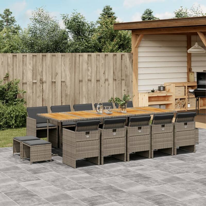 vidaXL Garden Dining Set Grey and brown - 41.7 x 108.3 x 28.7 in. - Grey-3