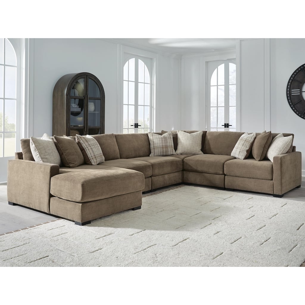 Signature Design by Ashley Camellia-Court Brown 6-Piece Sectional - 146" W x 113" D x 37" H