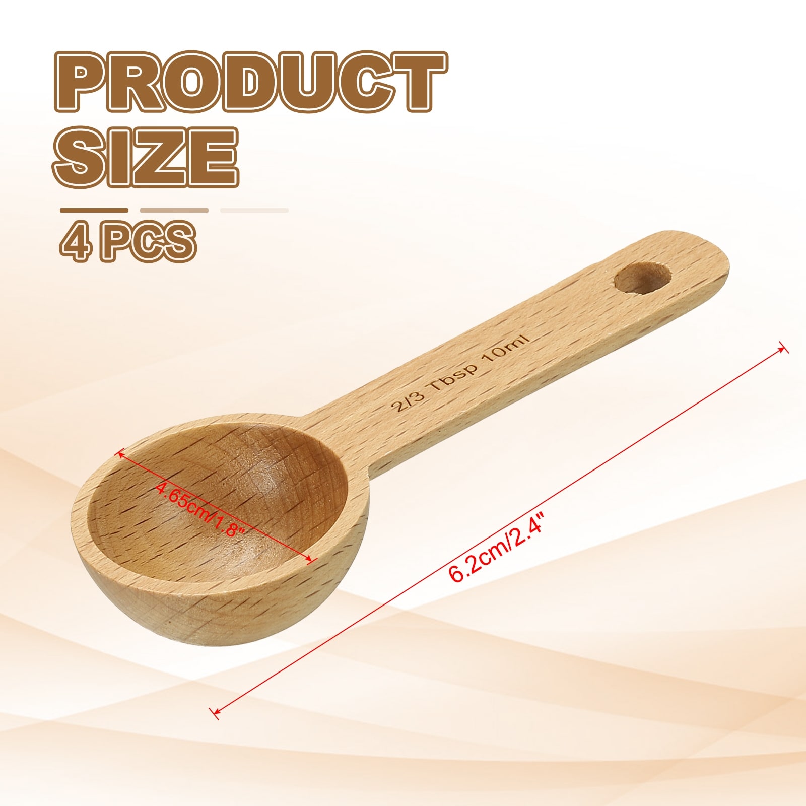 Coffee Spoons, Wooden Table Spoons Tea Measure Scoops for Measuring Coffee Beans, Tea, Sugar - 2 inch