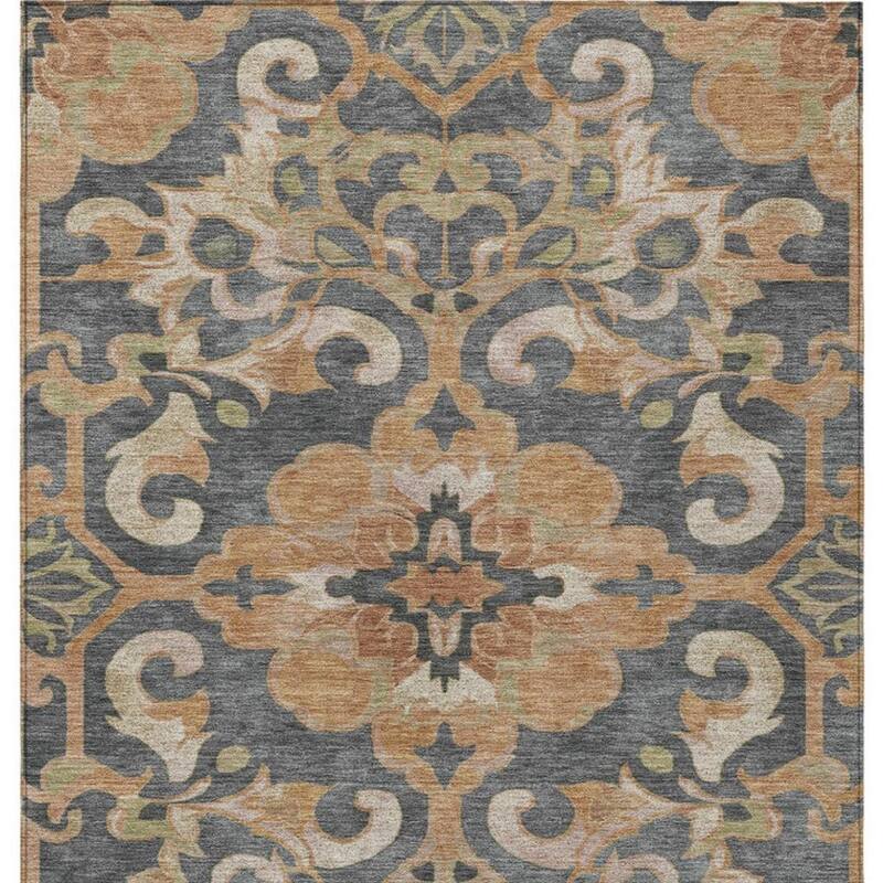 HomeRoots Damask Traditional Rectangle Outdoor Rug