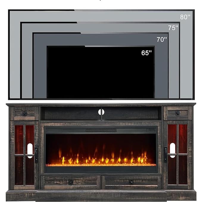 70" Farmhouse Fireplace TV Stand, Entertainment Center, Console Table