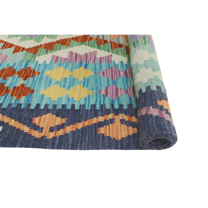 Flatweave Raquel Blue/Ivory Rug - 3'3" x 4'10"