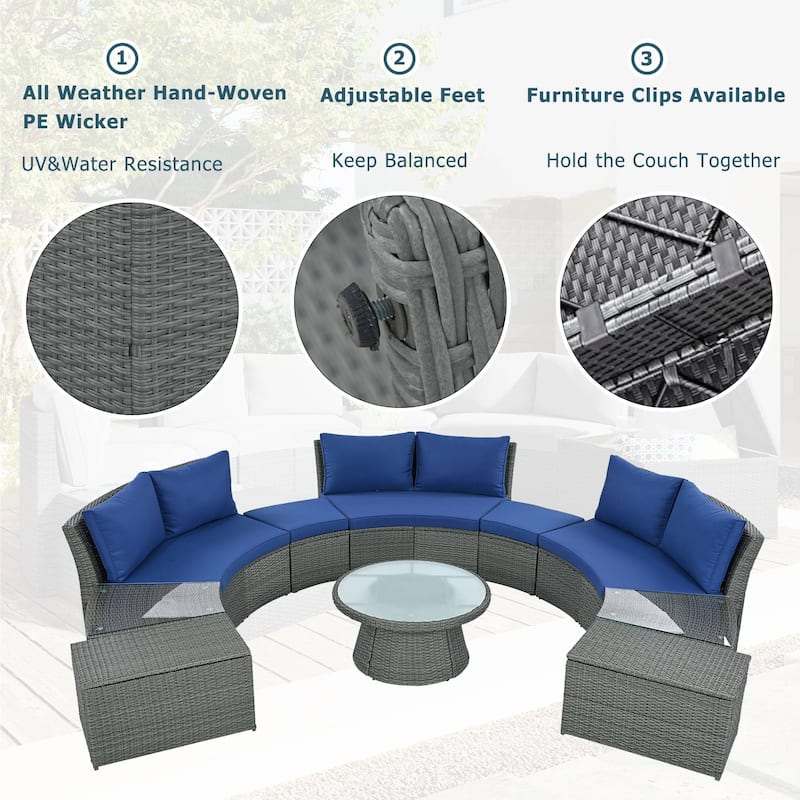 10-Piece Outdoor PE Wicker Sofa Set with Cushions