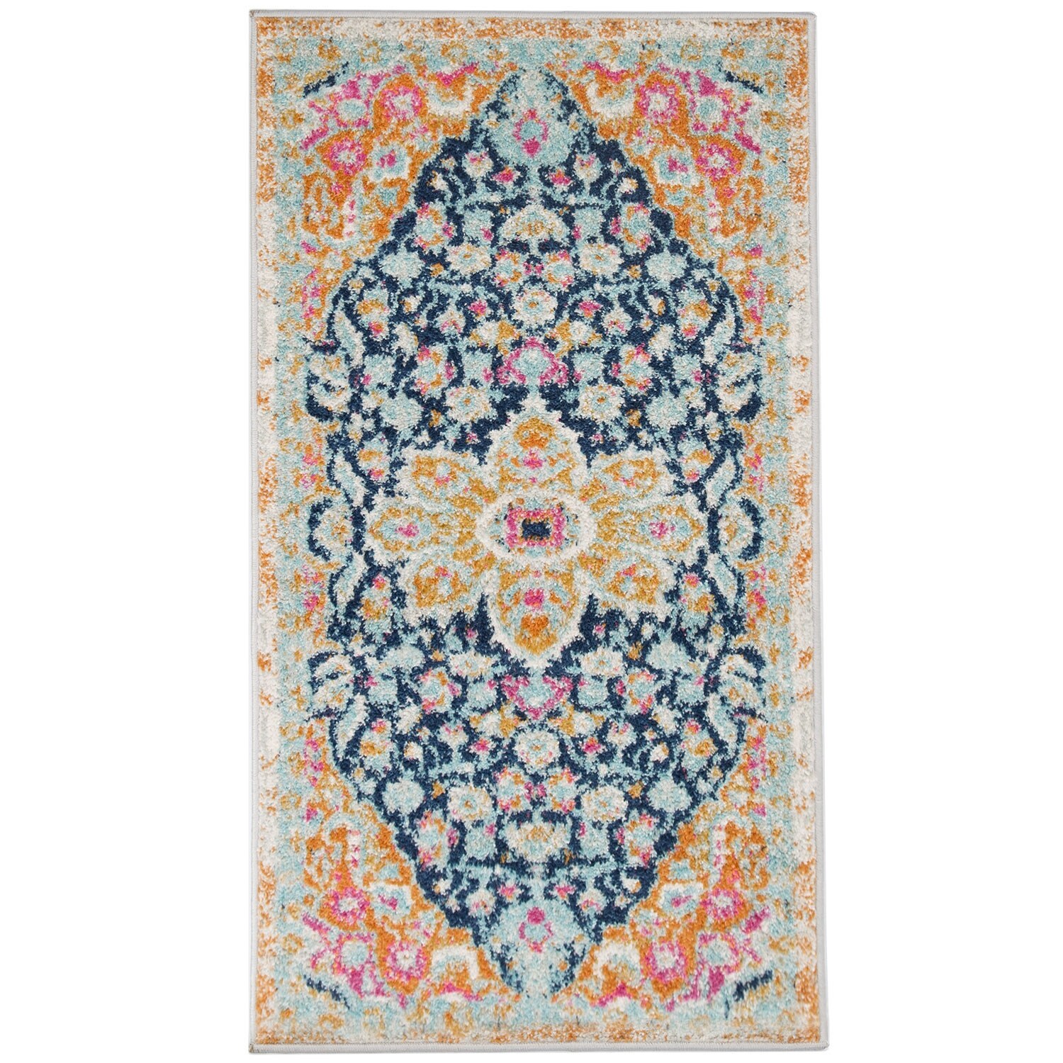 Floral Shabby Chic Blue Area Rug Kitchen Rugs