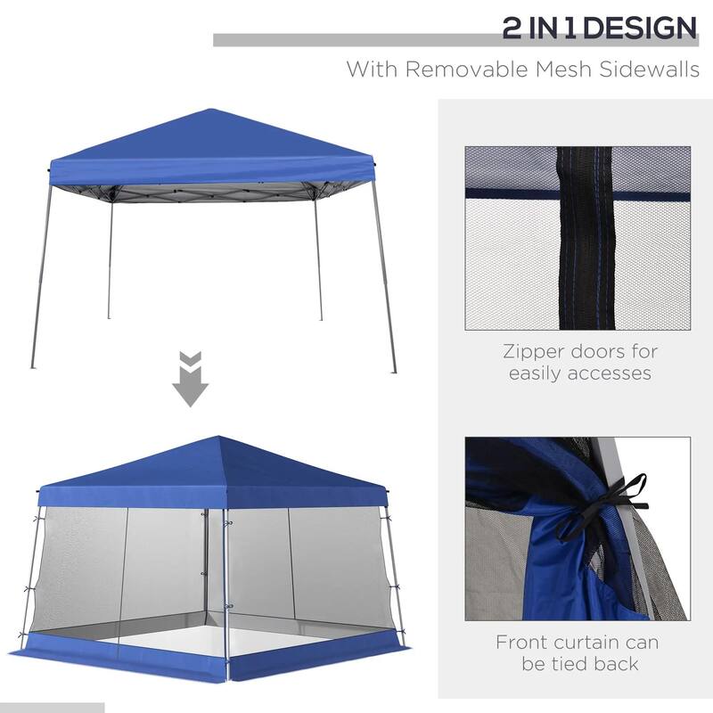 Slant Leg Pop Up Canopy Tent with Netting and Carry Bag, Sun Shelter