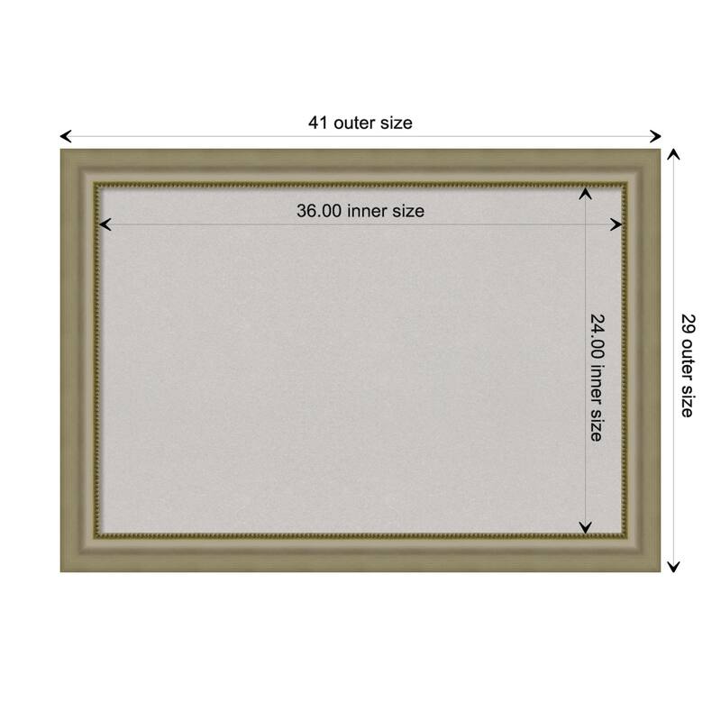 Vegas Silver Wood Framed Grey Corkboard Bulletin Board - Board Size 36x24