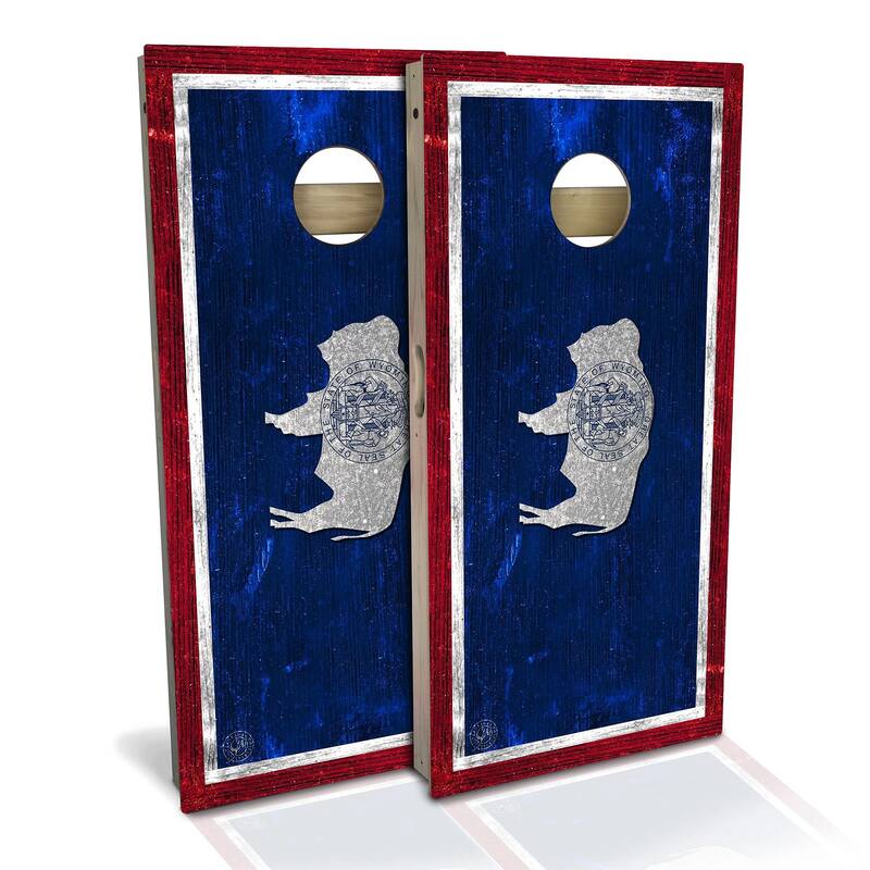 Wyoming Flag Outdoor Cornhole Board Set - Backyard 2x4 - NO Accessories