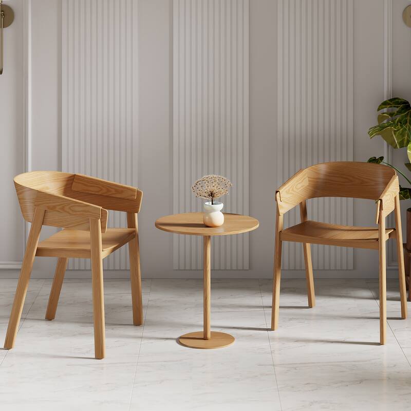 Mid-Century Modern Solid Wood & Oak Veneer Dining Chair, Set of 4 - Black