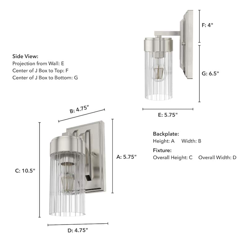 Hunter Gatz 1-Light Wall Sconce Light - Glam, Contemporary, Transitional - Damp Rated!