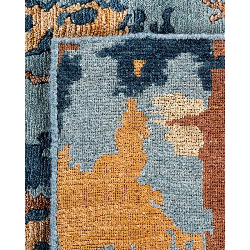 Modern One-of-a-Kind Hand-Knotted Area Rug, Blue - 8' 1" x 10' 2"