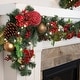 preview thumbnail 3 of 6, 9 ft. Artificial Christmas Garland with Lights - Scarlet Hydrangea - Red