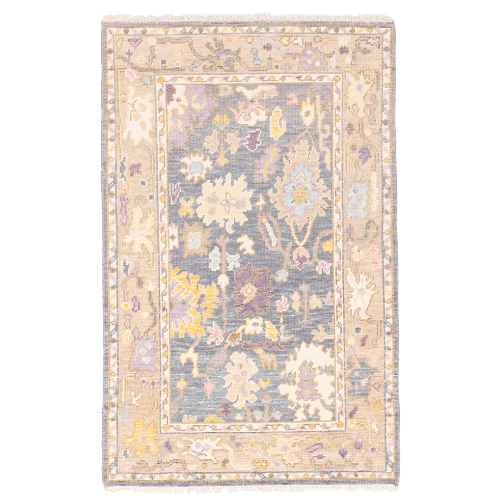 ECARPETGALLERY Hand-knotted Modern Oushak Charcoal Wool Rug - 3'7 x 5'6