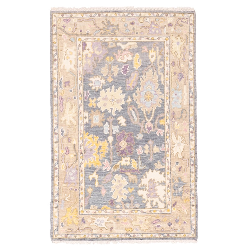 ECARPETGALLERY Hand-knotted Modern Oushak Charcoal Wool Rug - 3'7 x 5'6