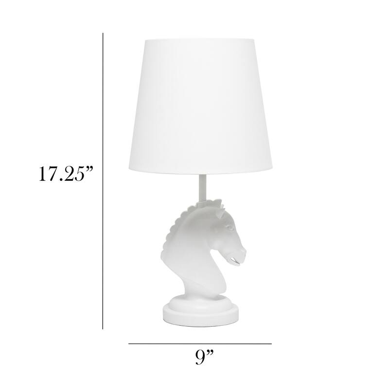 17.25 in. White Finish Table Lamp with White Shade, Desk Lamp for Writing and Computer Desks