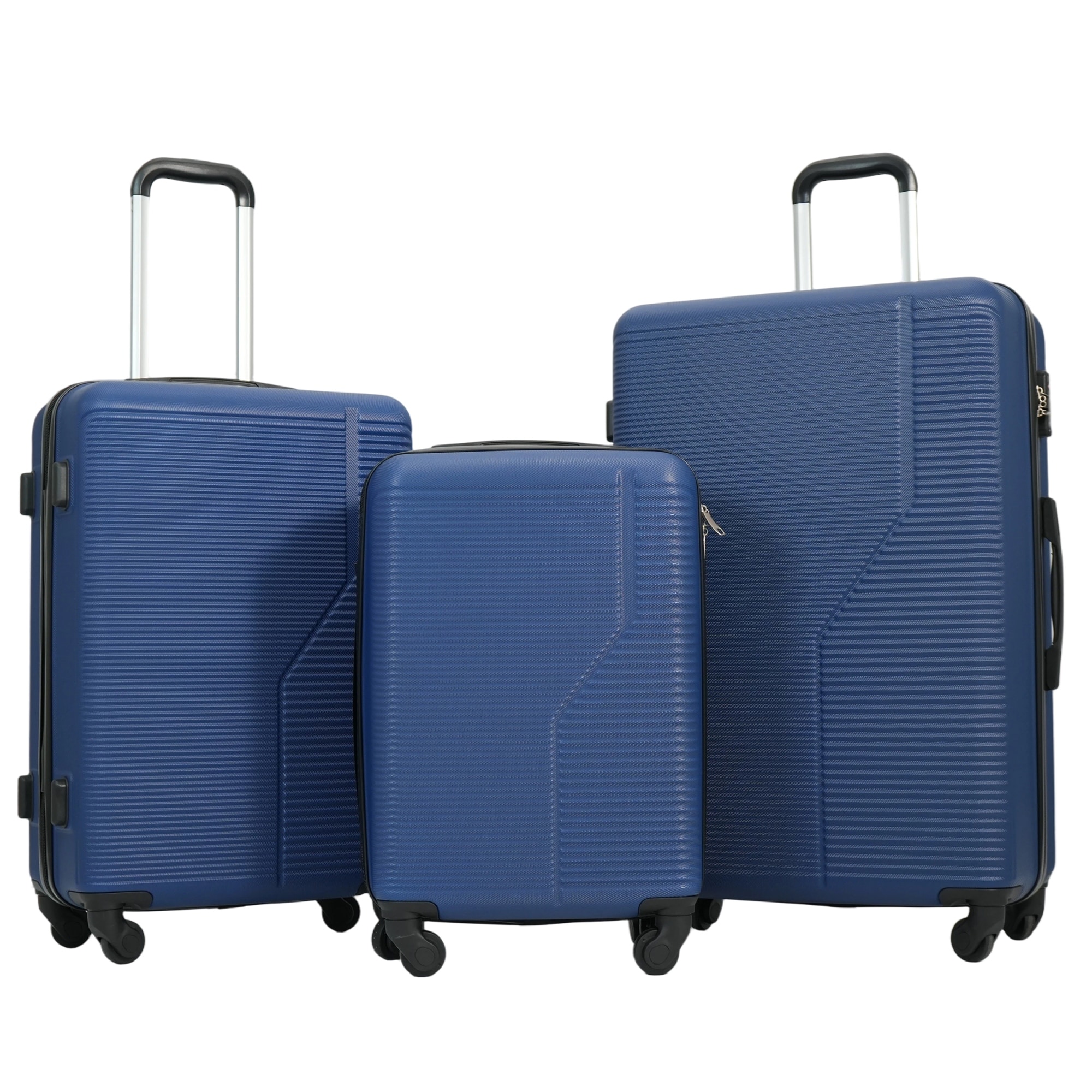 3-Piece Luggage Set ABS Lightweight & Durable Suitcase with Spinner Wheels, TSA Lock, (20/24/28), Dark Blue