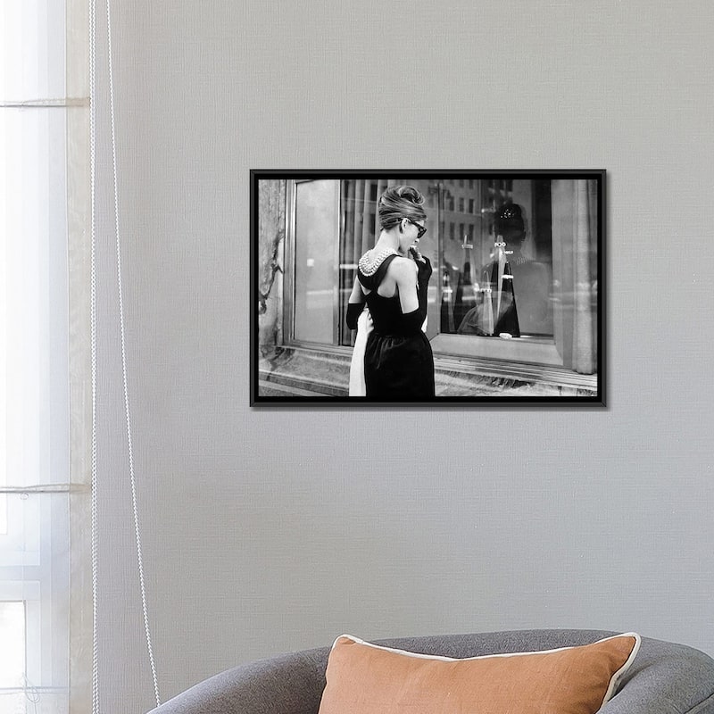 iCanvas "Breakfast at Tiffany's with Audrey Hepburn 1961" by Rue Des Archives Framed Canvas Print
