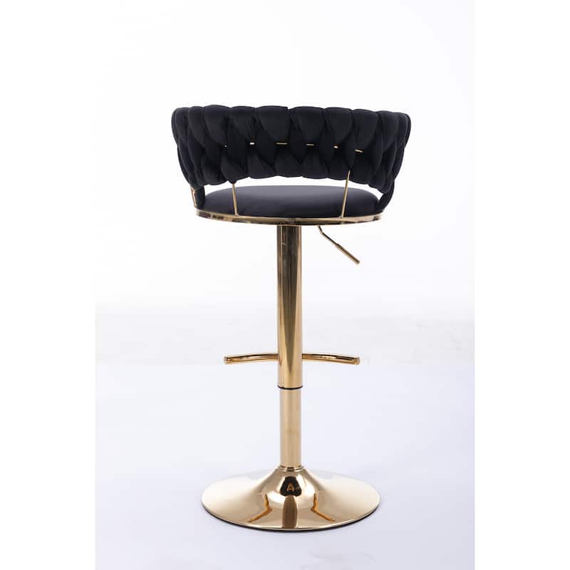 Set of 2 Bar Stools,with Chrome Footrest and Base Swivel Height Adjustable