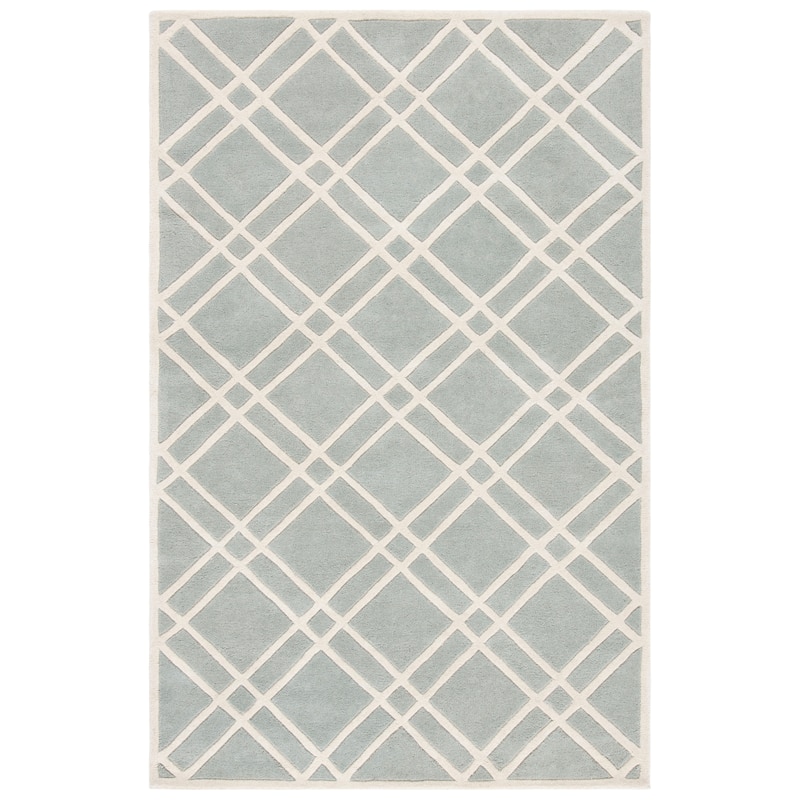 SAFAVIEH Handmade Chatham Geronda Modern Moroccan Wool Rug - 5' x 8' - Grey/Ivory