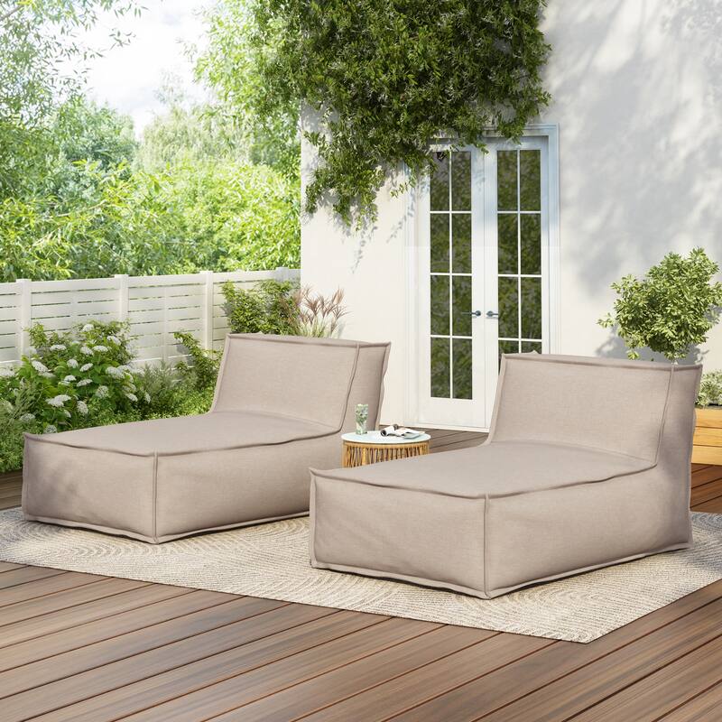 Christopher Knight Home- Harper Fabric Outdoor Bean Bag Lounger Chair - Beige_Set of 2