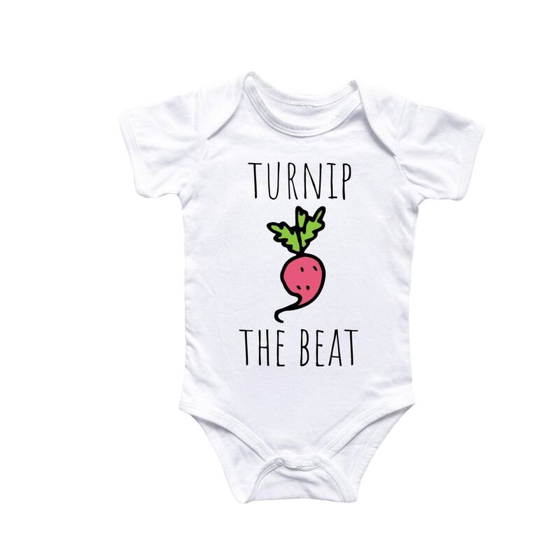 Turnip Vegan Vegetable - Baby Boy Girl Clothes Infant Bodysuit Funny Cute Newborn - White - 0-3M