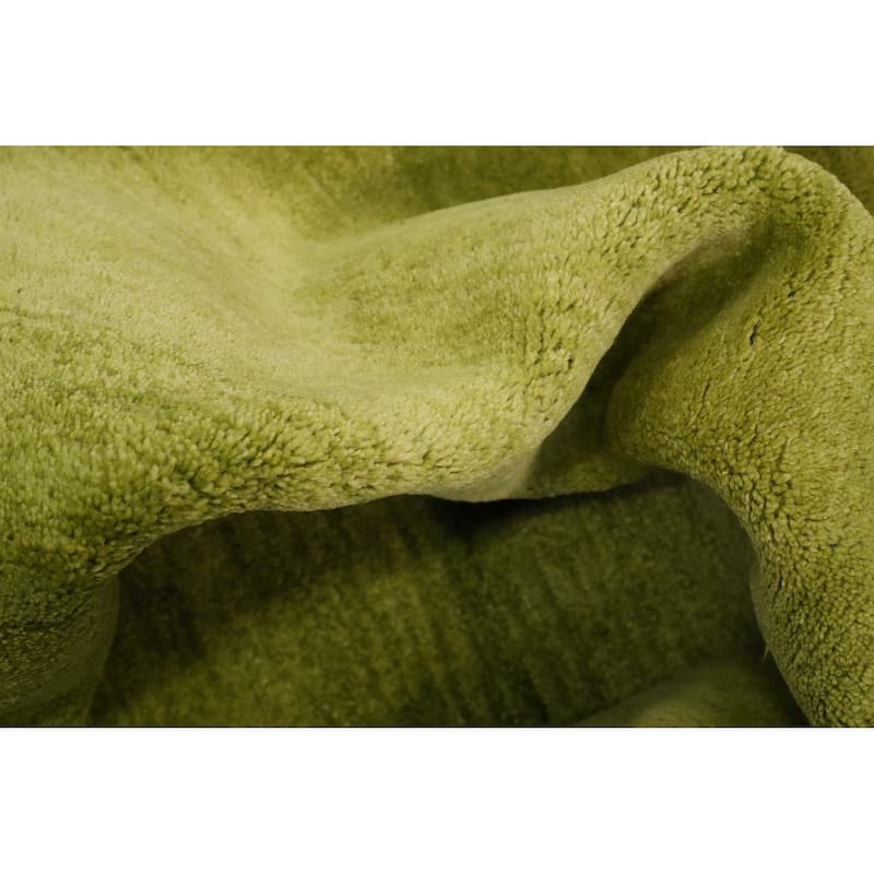 Hand Knotted Oriental 100% Wool Carpet Modern Stripe Green Gabbeh Area Rug - 7' 10'' X 5' 7''