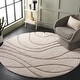 preview thumbnail 67 of 213, SAFAVIEH Florida Shag Sigtraud Abstract Waves 1.2-inch Thick Rug 3' Round - Cream/Beige - Round