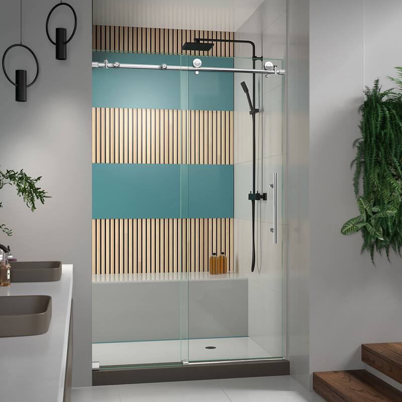 DreamLine Enigma-X 44-48 in. W x 76 in. H Fully Frameless Sliding Shower Door - 44" - 48" W