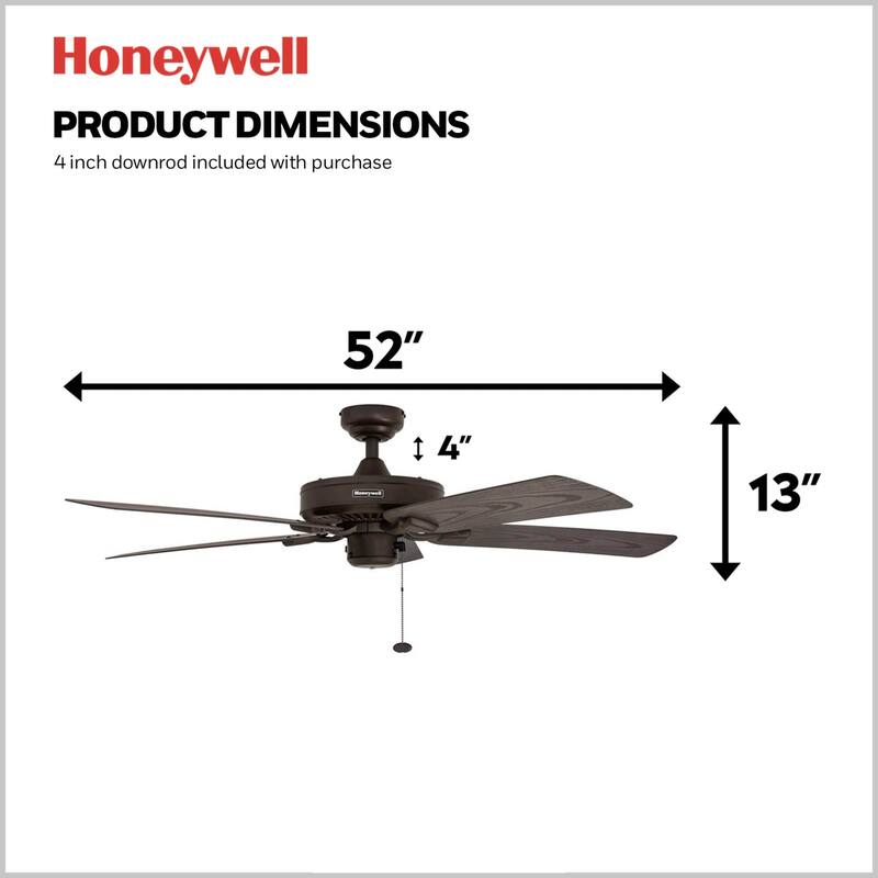 52" Honeywell Belmar Wet Rated Indoor/Outdoor Ceiling Fan, No Light