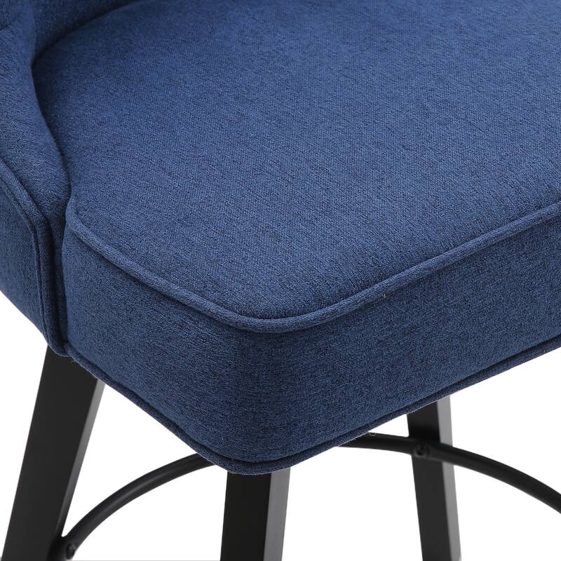 26 in. Counter Height Stool Modern Upholstered Swivel Set of 2 Bar Stools with Back